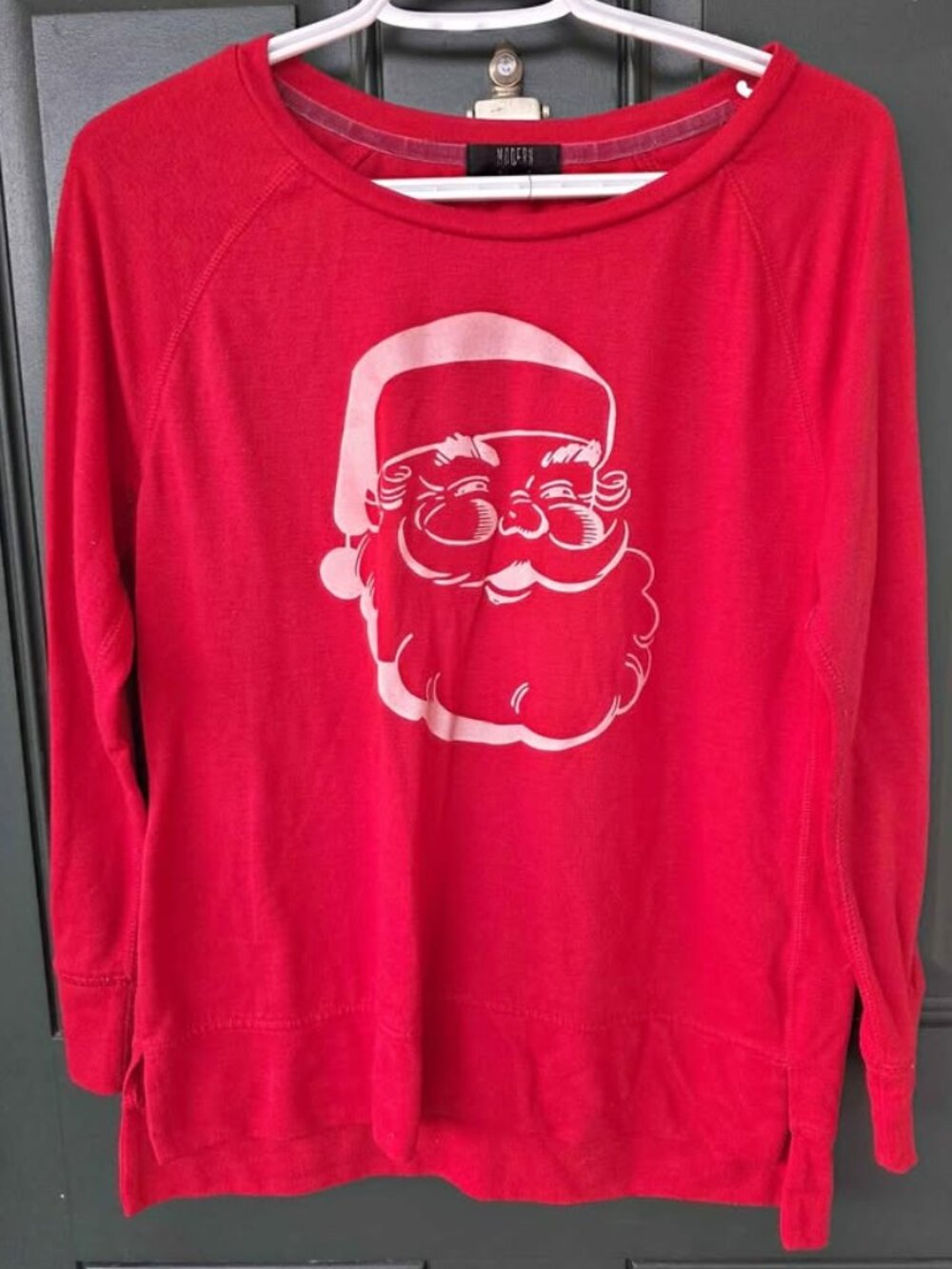 Modern Canvas Womens Small Red Vintage Santa Graphic Sweatshirt Long Sleeve Pull